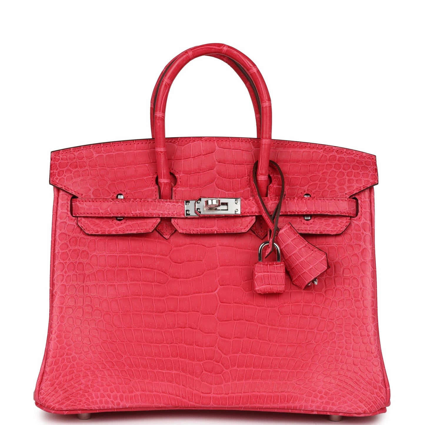 Luxury Hermes Birkin 25 Rose Extreme Matte Porosus Crocodile Palladium Hardware