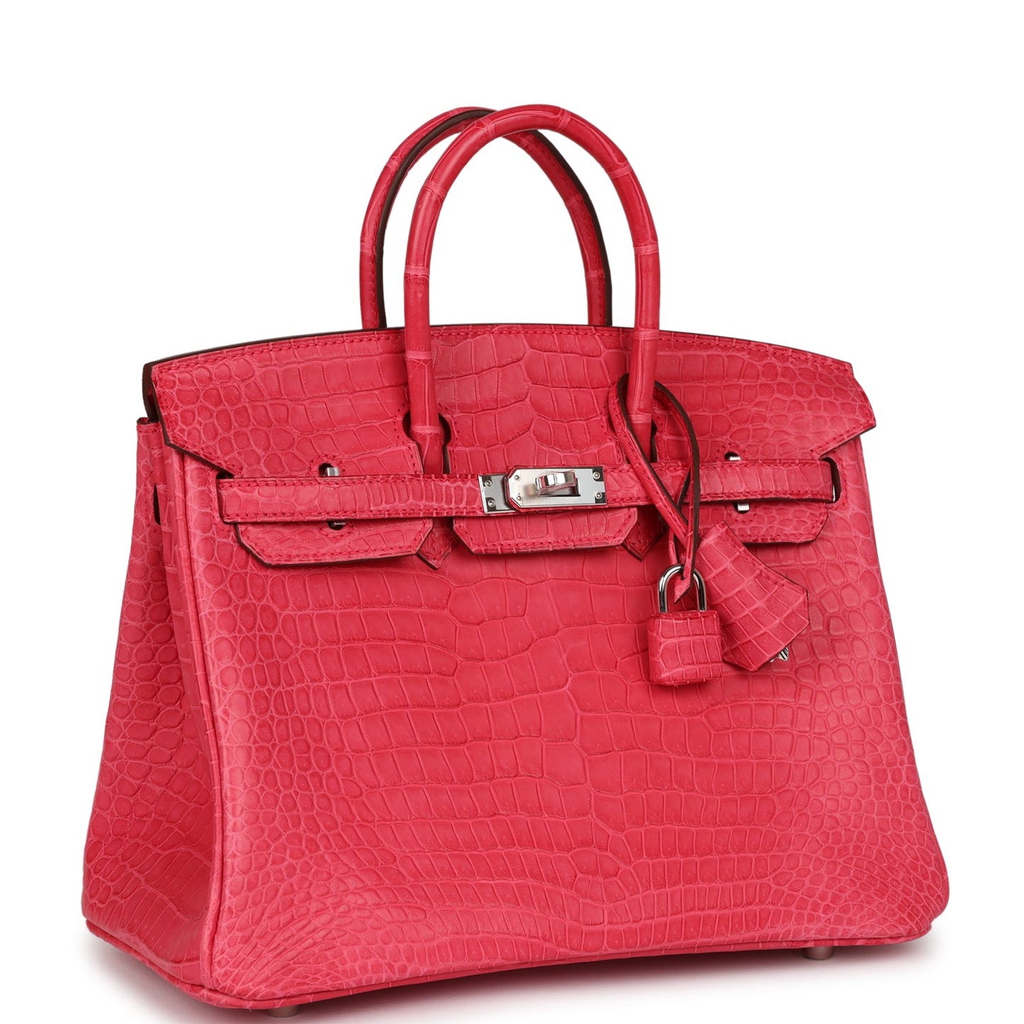 Luxury Hermes Birkin 25 Rose Extreme Matte Porosus Crocodile Palladium Hardware