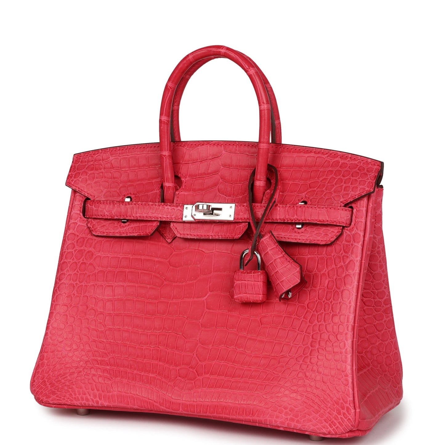 Luxury Hermes Birkin 25 Rose Extreme Matte Porosus Crocodile Palladium Hardware