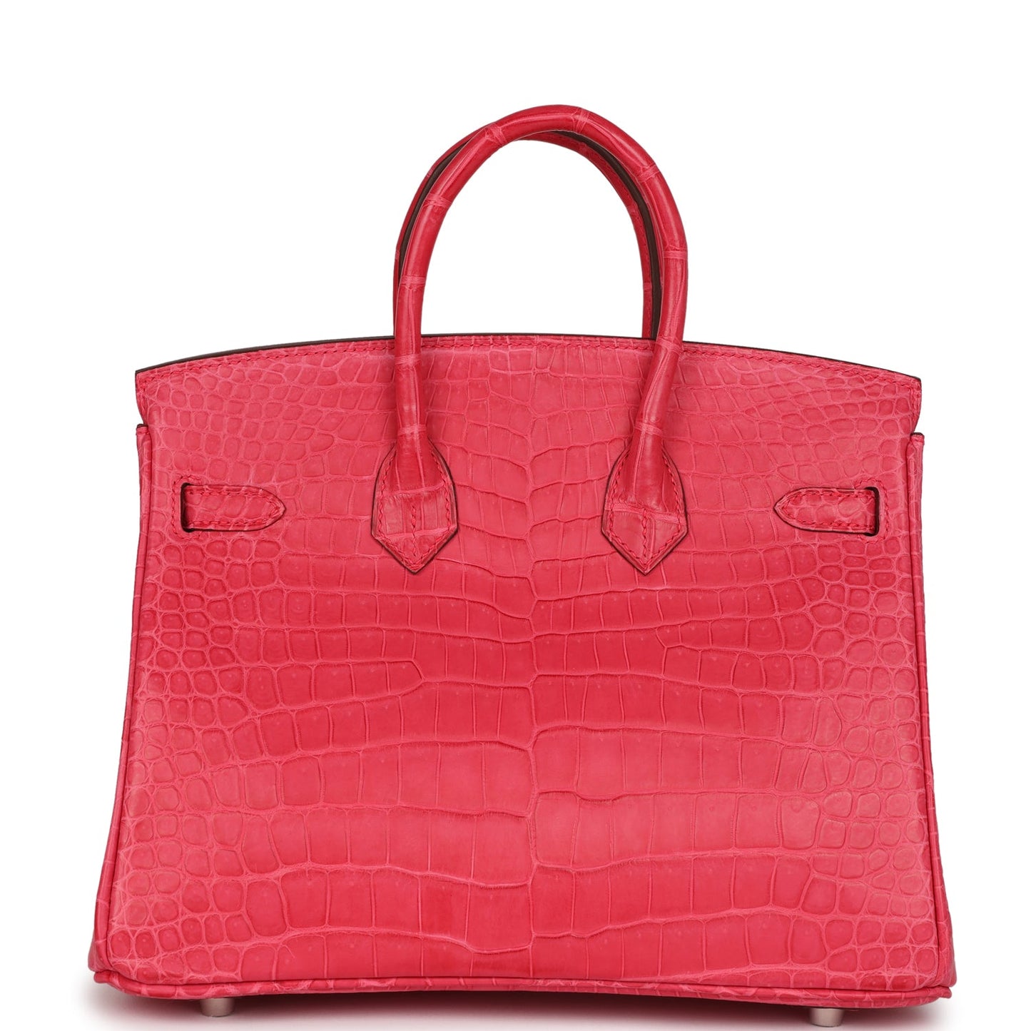 Luxury Hermes Birkin 25 Rose Extreme Matte Porosus Crocodile Palladium Hardware