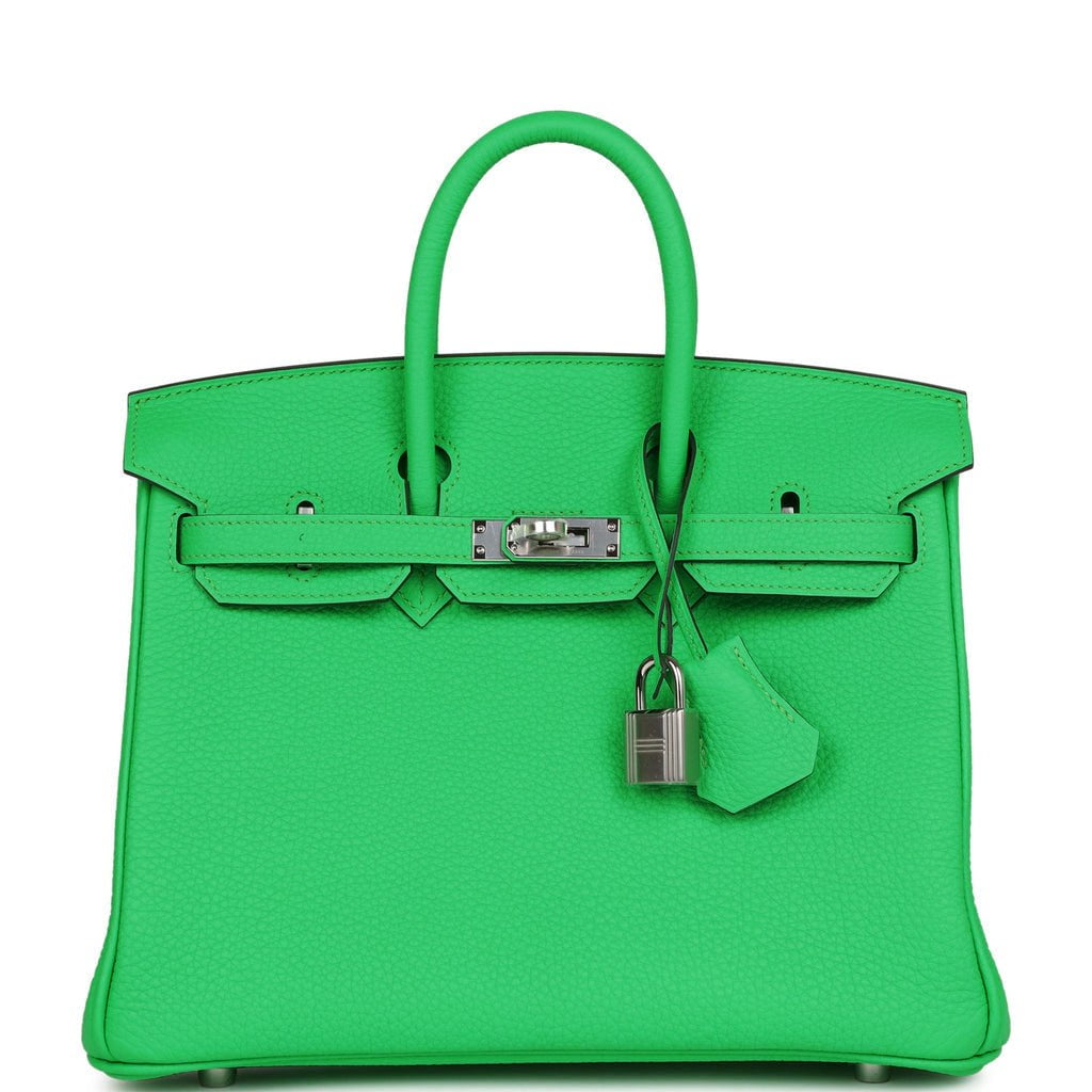 Luxury Hermes Birkin 25 Vert Comics Togo Palladium Hardware