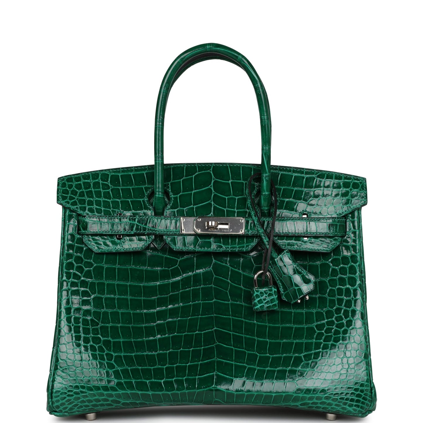 Top Quality Luxury Hermes Birkin 30 Emerald Shiny Niloticus Crocodile Palladium Hardware