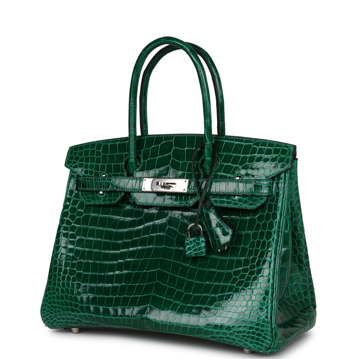 Top Quality Luxury Hermes Birkin 30 Emerald Shiny Niloticus Crocodile Palladium Hardware