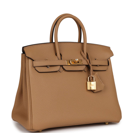 Luxury Hermes Birkin 25 Chai Togo Gold Hardware