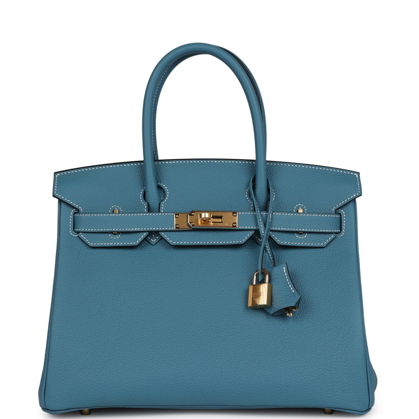 Luxury Hermes Birkin 30 Blue Jean Togo Gold Hardware