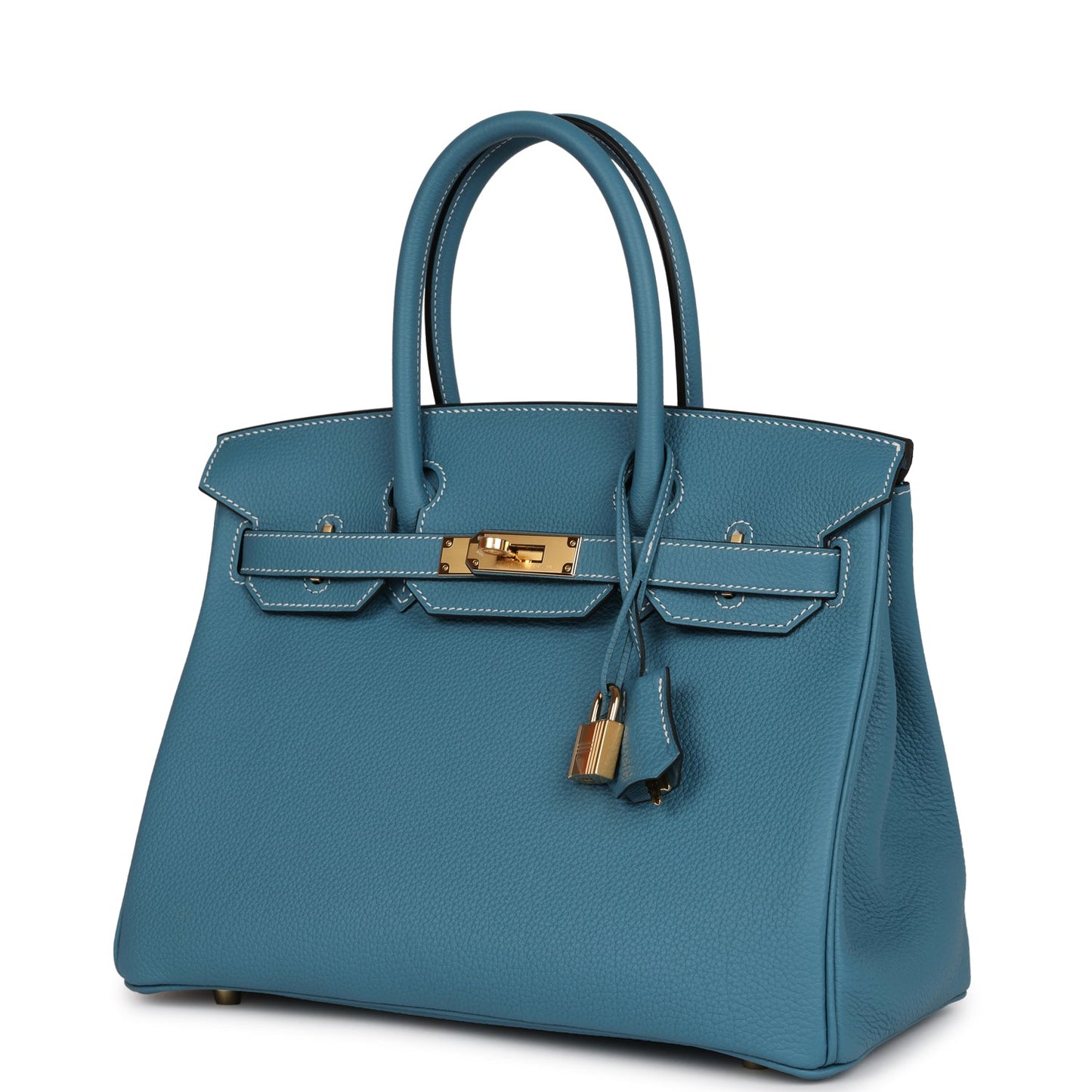 Luxury Hermes Birkin 30 Blue Jean Togo Gold Hardware
