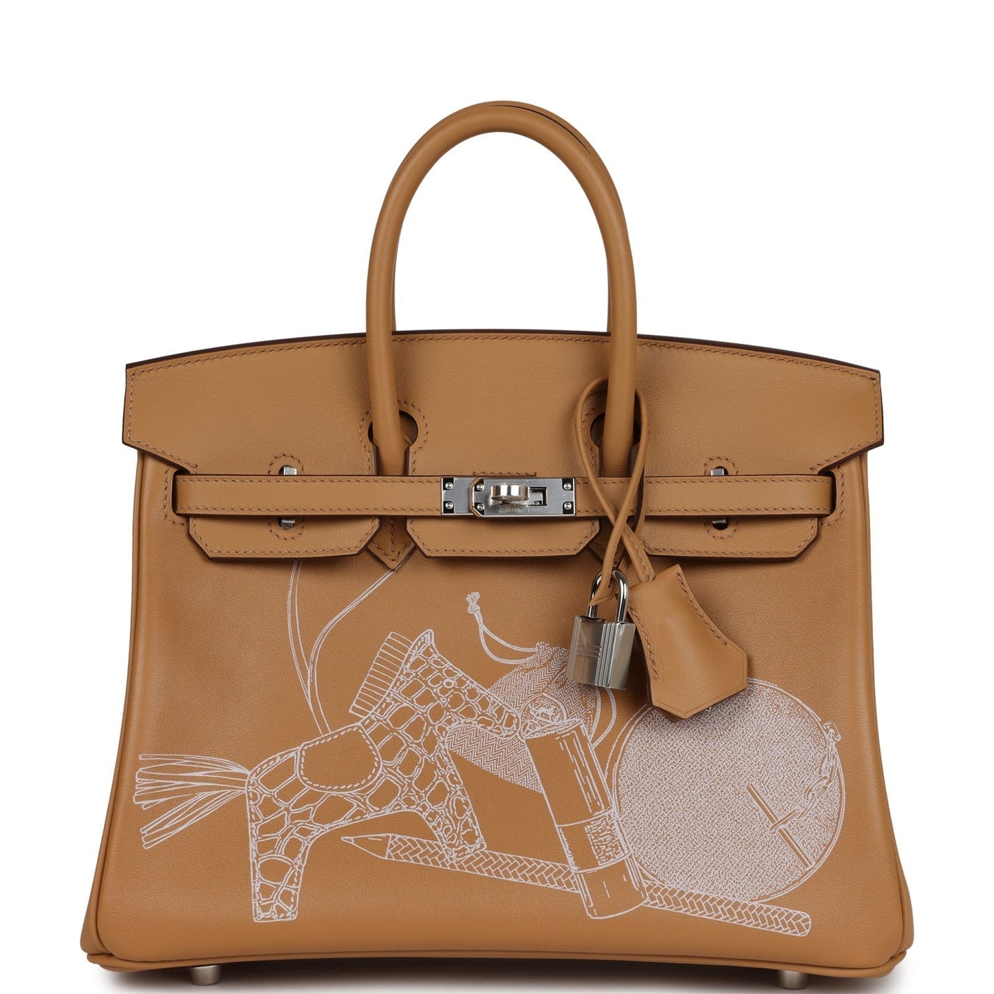 Luxury Hermes Birkin 25 In & Out Biscuit Swift Palladium Hardware