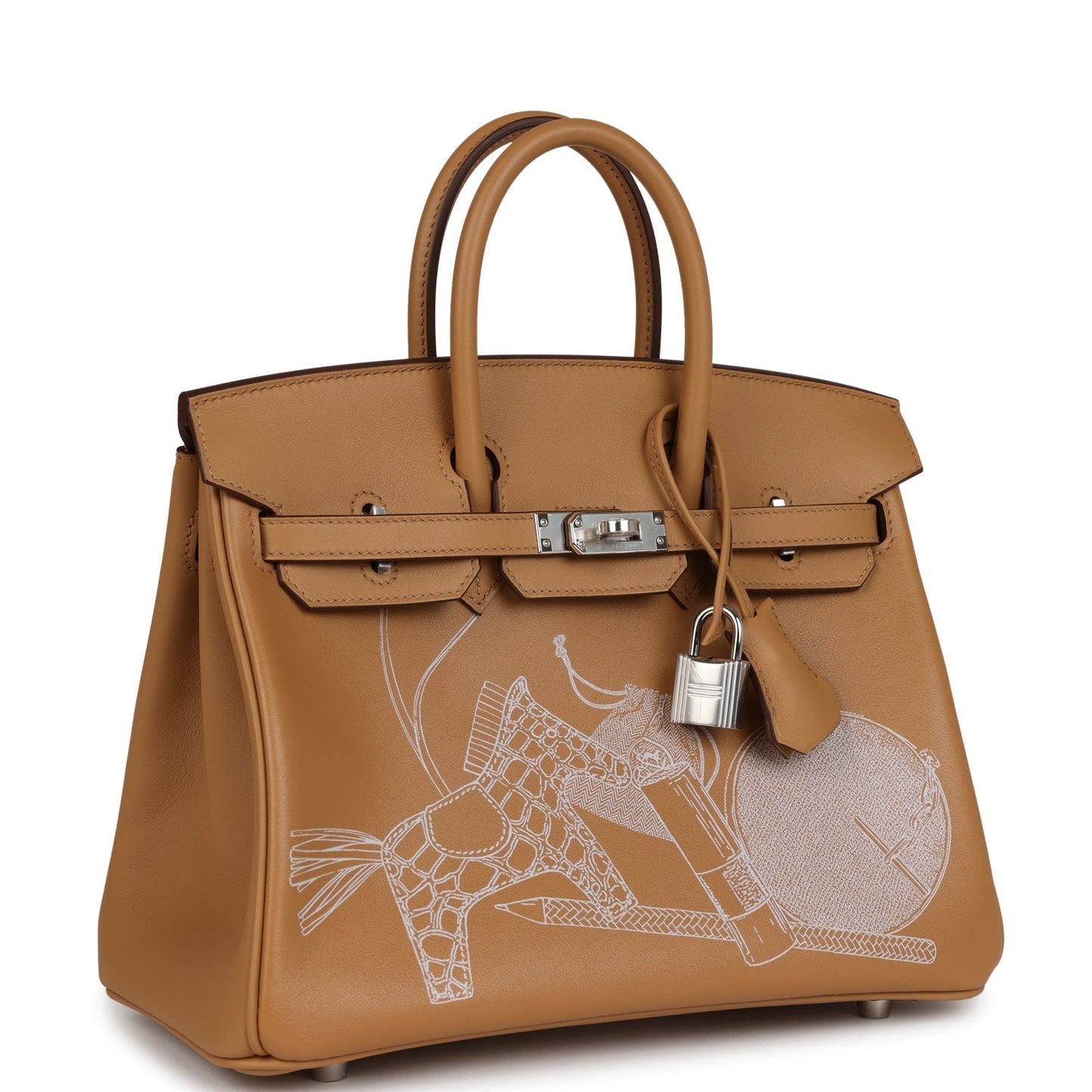 Luxury Hermes Birkin 25 In & Out Biscuit Swift Palladium Hardware
