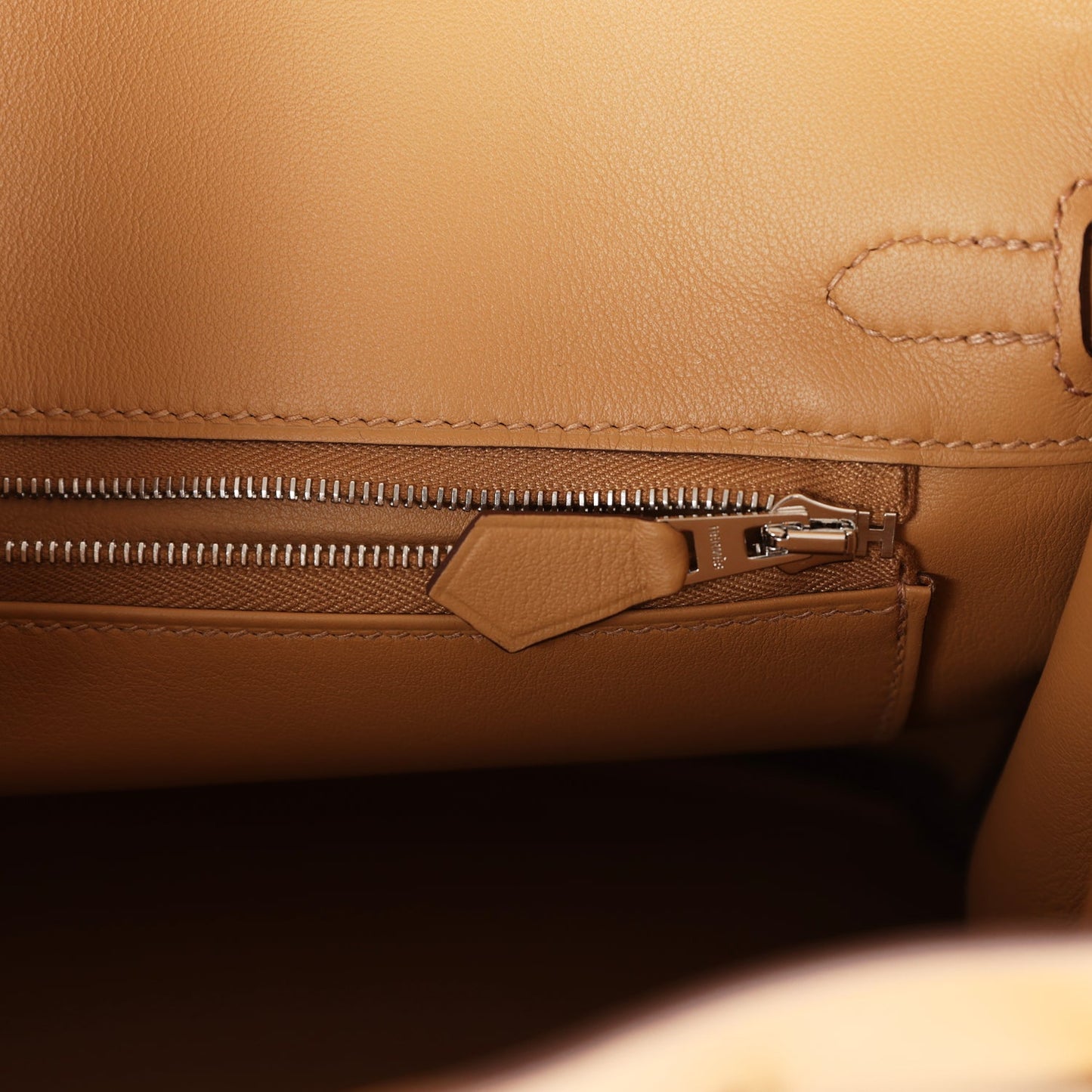 Luxury Hermes Birkin 25 In & Out Biscuit Swift Palladium Hardware