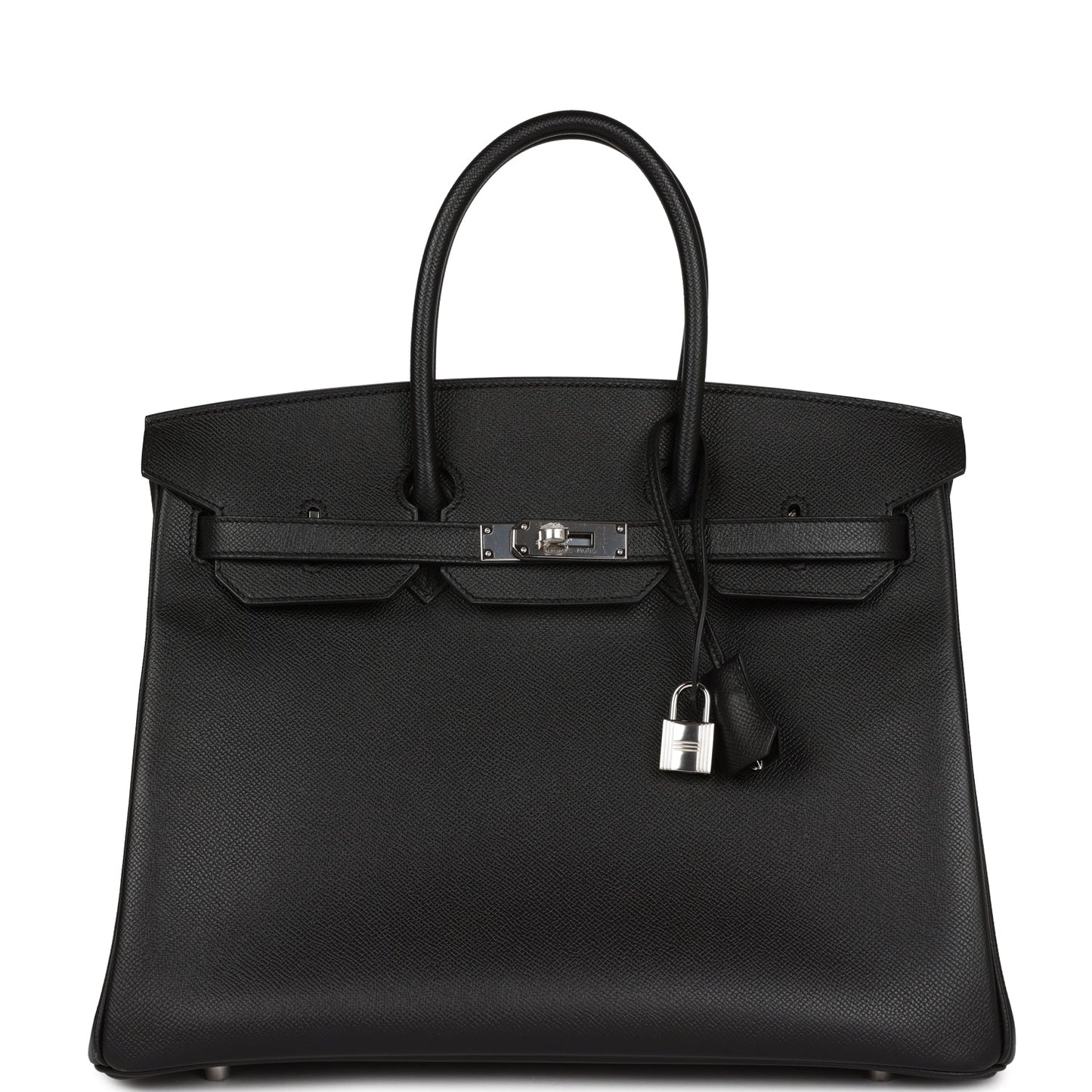 Luxury Hermes Birkin 35 Black Epsom Palladium Hardware
