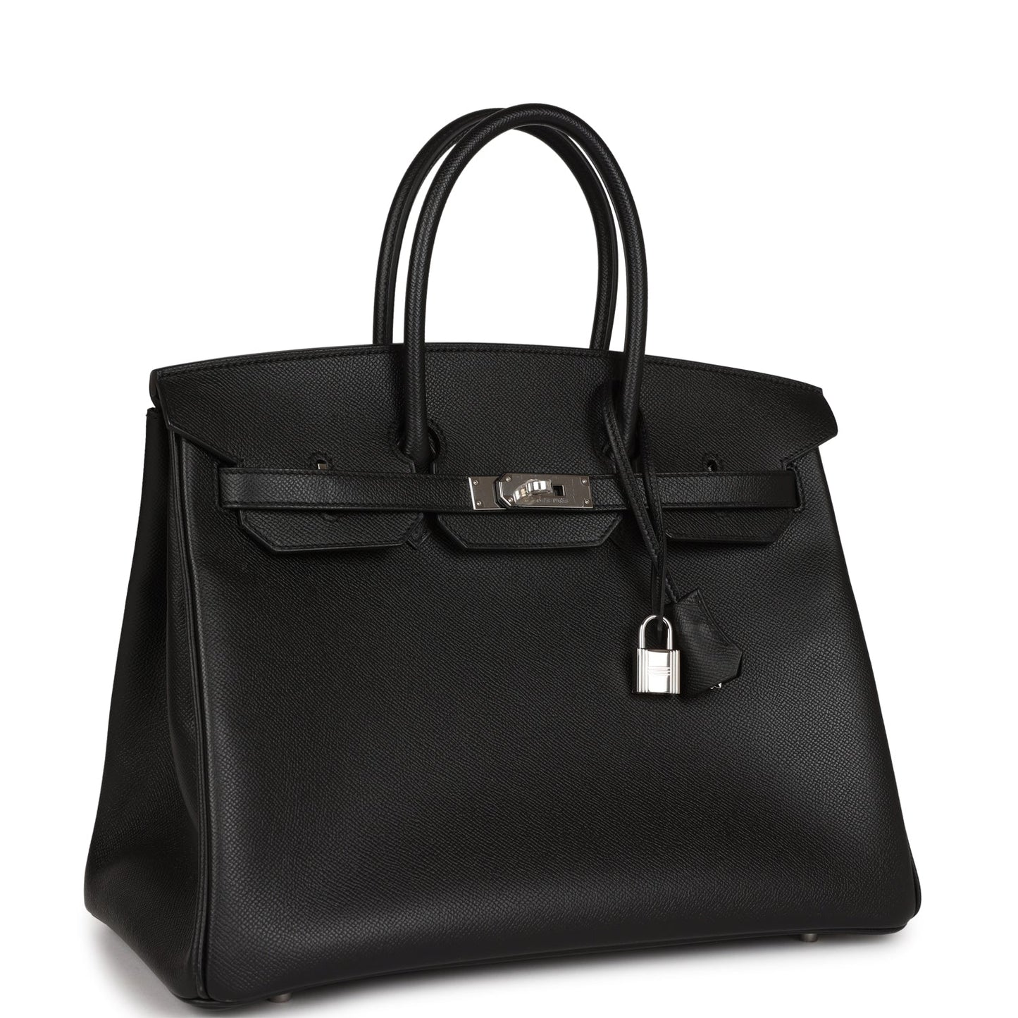Luxury Hermes Birkin 35 Black Epsom Palladium Hardware