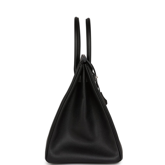 Luxury Hermes Birkin 35 Black Epsom Palladium Hardware