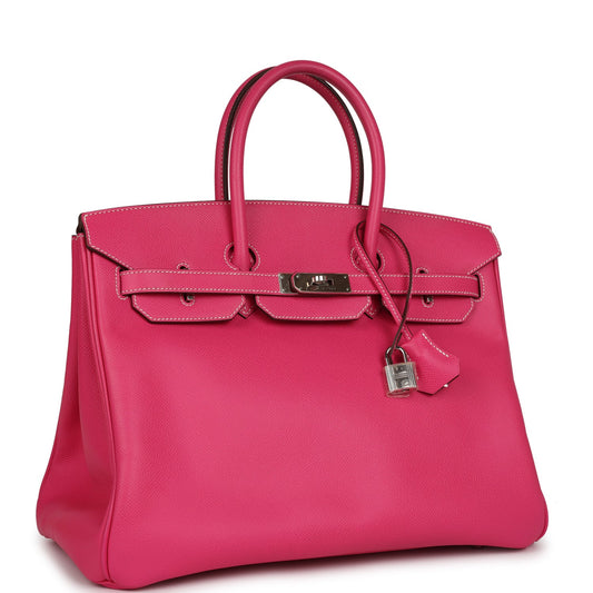 Top Quality Luxury Hermes Birkin 35 Rose Tyrien Candy Epsom Palladium Hardware
