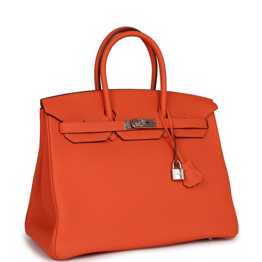 Luxury Hermes Birkin 35 Feu Togo Palladium Hardware