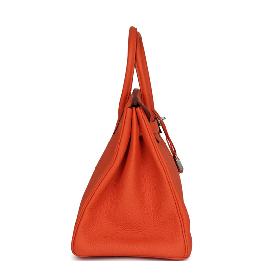 Luxury Hermes Birkin 35 Feu Togo Palladium Hardware