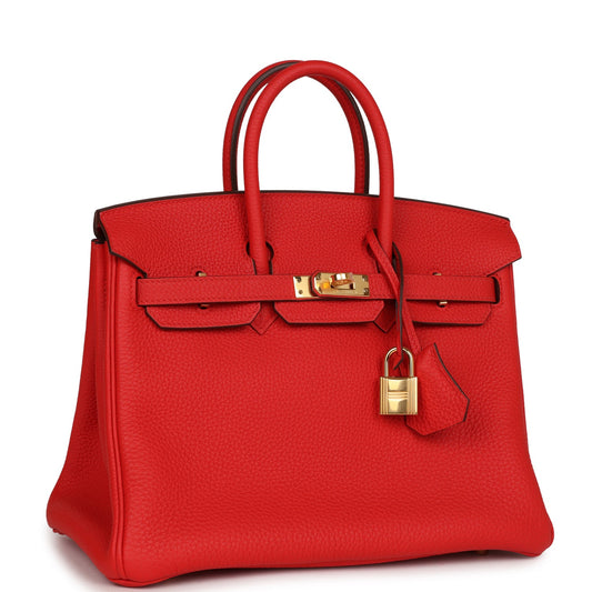 Luxury Hermes Birkin 25 Rouge de Coeur Togo Gold Hardware