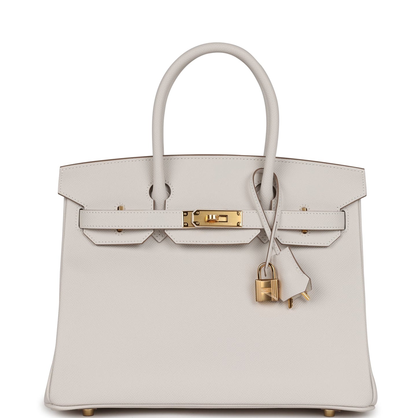 Luxury Hermes Birkin 30 Gris Pale Epsom Gold Hardware