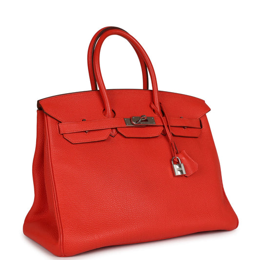 Top Quality Luxury Hermes Birkin 35 Rouge Tomate Togo Palladium Hardware