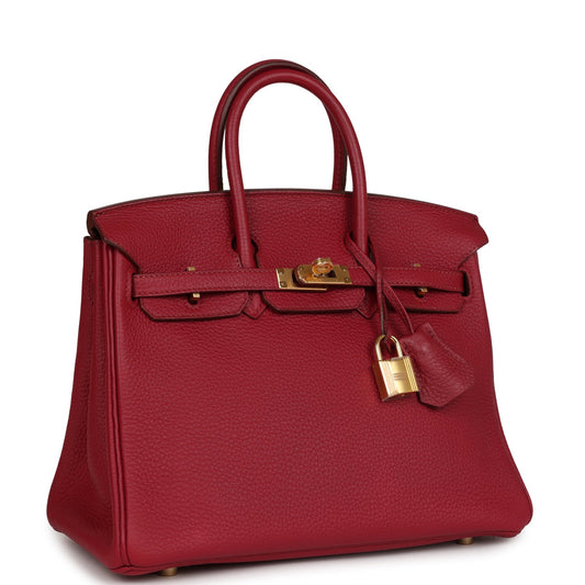 Top Quality Luxury Hermes Birkin 25 Rubis Togo Gold Hardware
