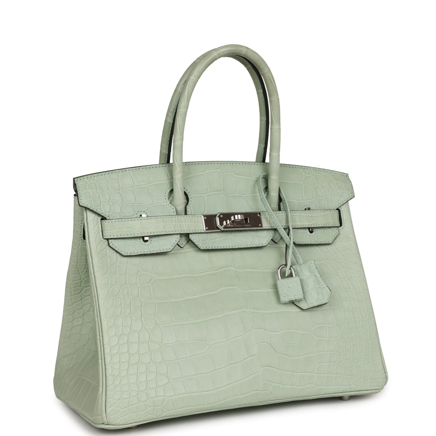 Top Quality Luxury Hermes Birkin 30 Vert D'Eau Matte Alligator Palladium Hardware