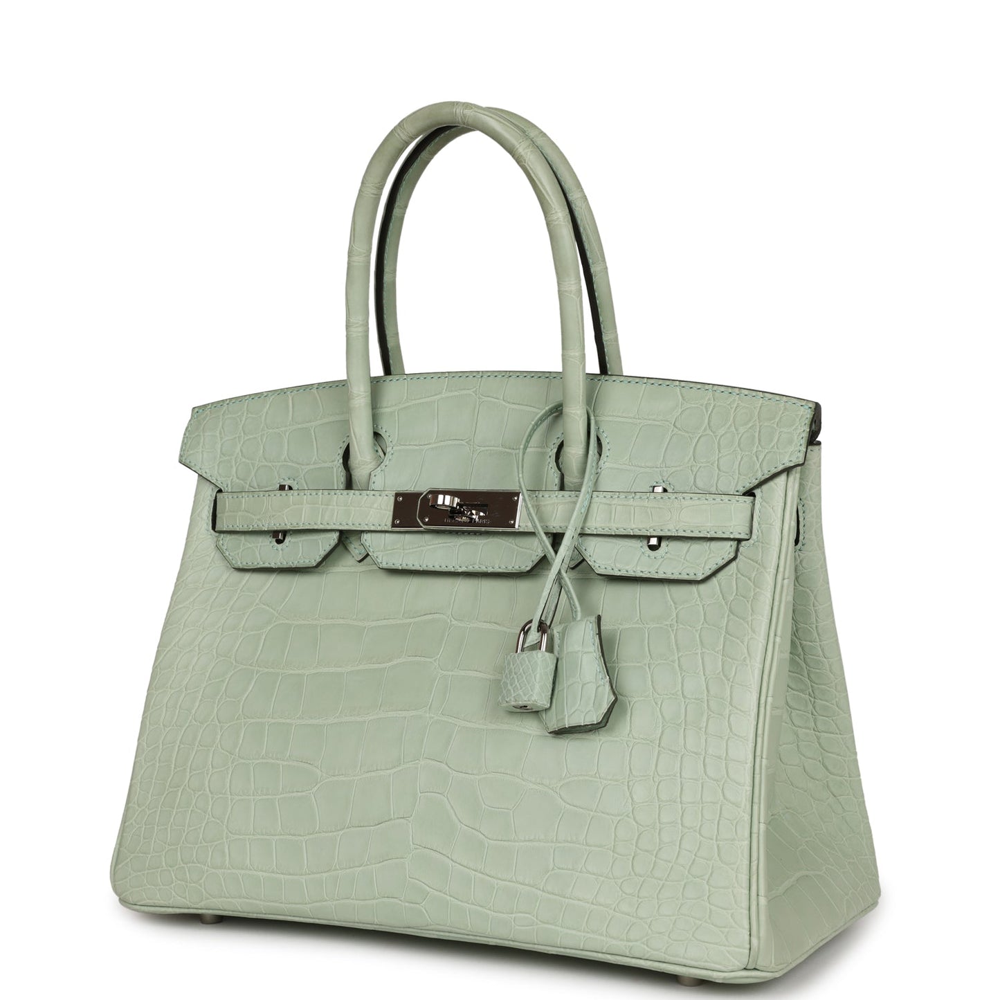 Top Quality Luxury Hermes Birkin 30 Vert D'Eau Matte Alligator Palladium Hardware