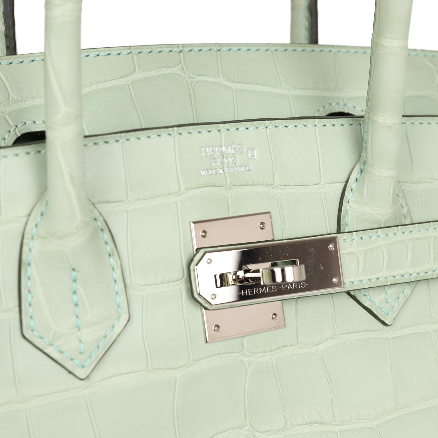 Top Quality Luxury Hermes Birkin 30 Vert D'Eau Matte Alligator Palladium Hardware