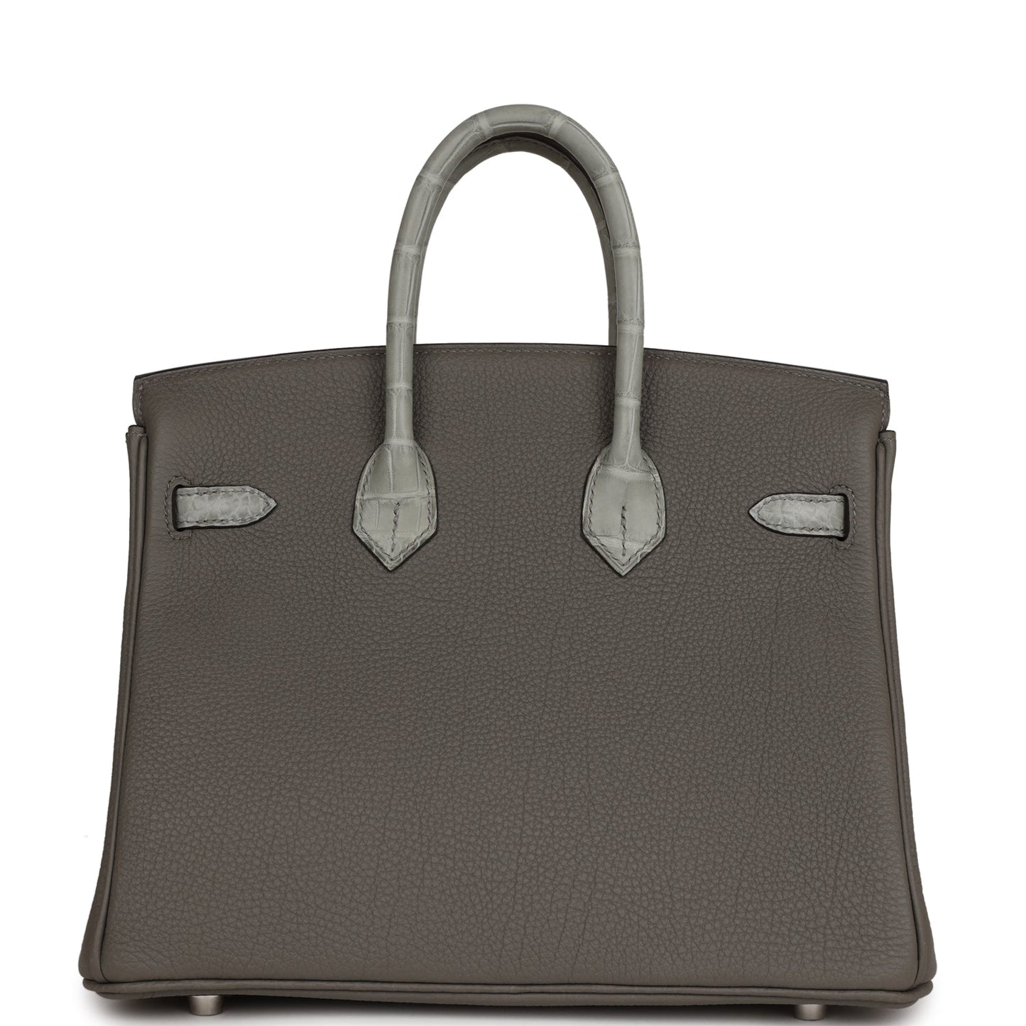 Luxury Hermes Birkin 25 Gris Meyer Togo and Gris Ciment Matte Alligator Touch Palladium Hardware