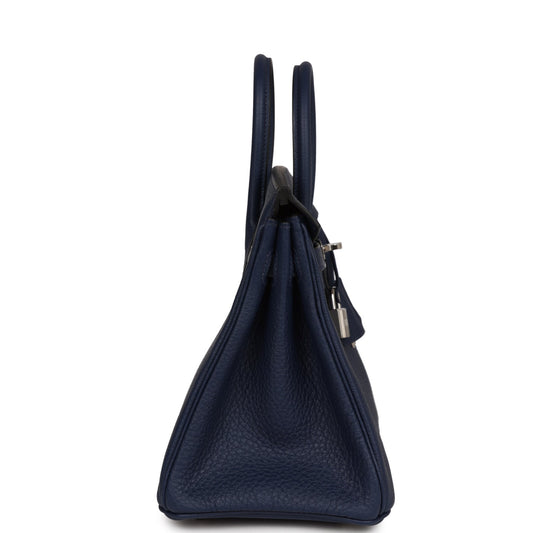 Luxury Hermes Birkin 25 Bleu Navy Togo Palladium Hardware