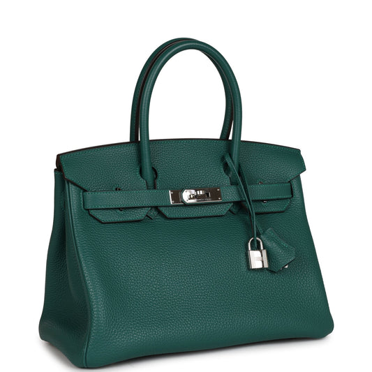 Top Quality Luxury Hermes Birkin 30 Malachite Togo Palladium Hardware