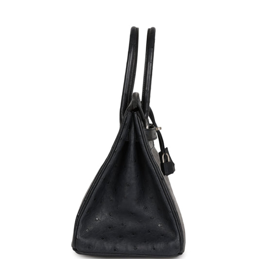 Top Quality Luxury Hermes Special Order (HSS) Birkin 30 Black Verso Ostrich Brushed Palladium Hardware