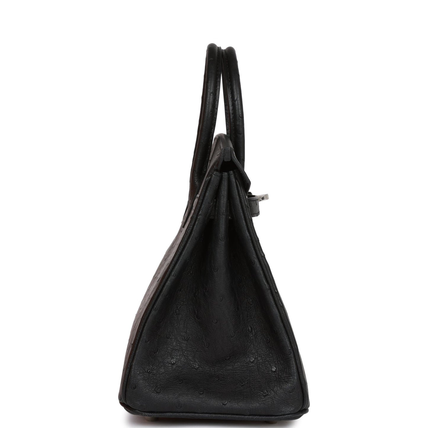 Luxury Hermes Birkin 25 Black Ostrich Palladium Hardware