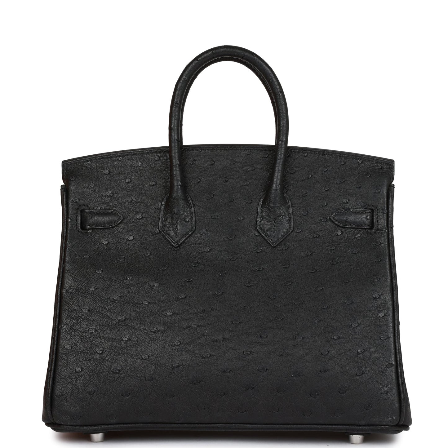 Luxury Hermes Birkin 25 Black Ostrich Palladium Hardware