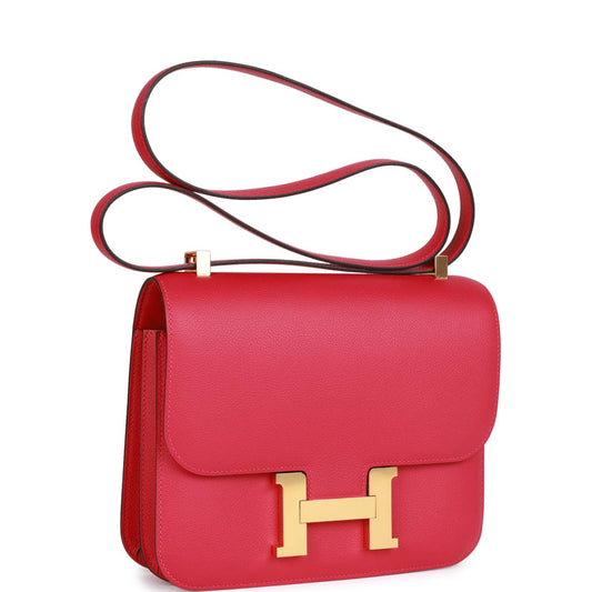 Luxury Hermes Constance 24 Framboise Evercolor Gold Hardware