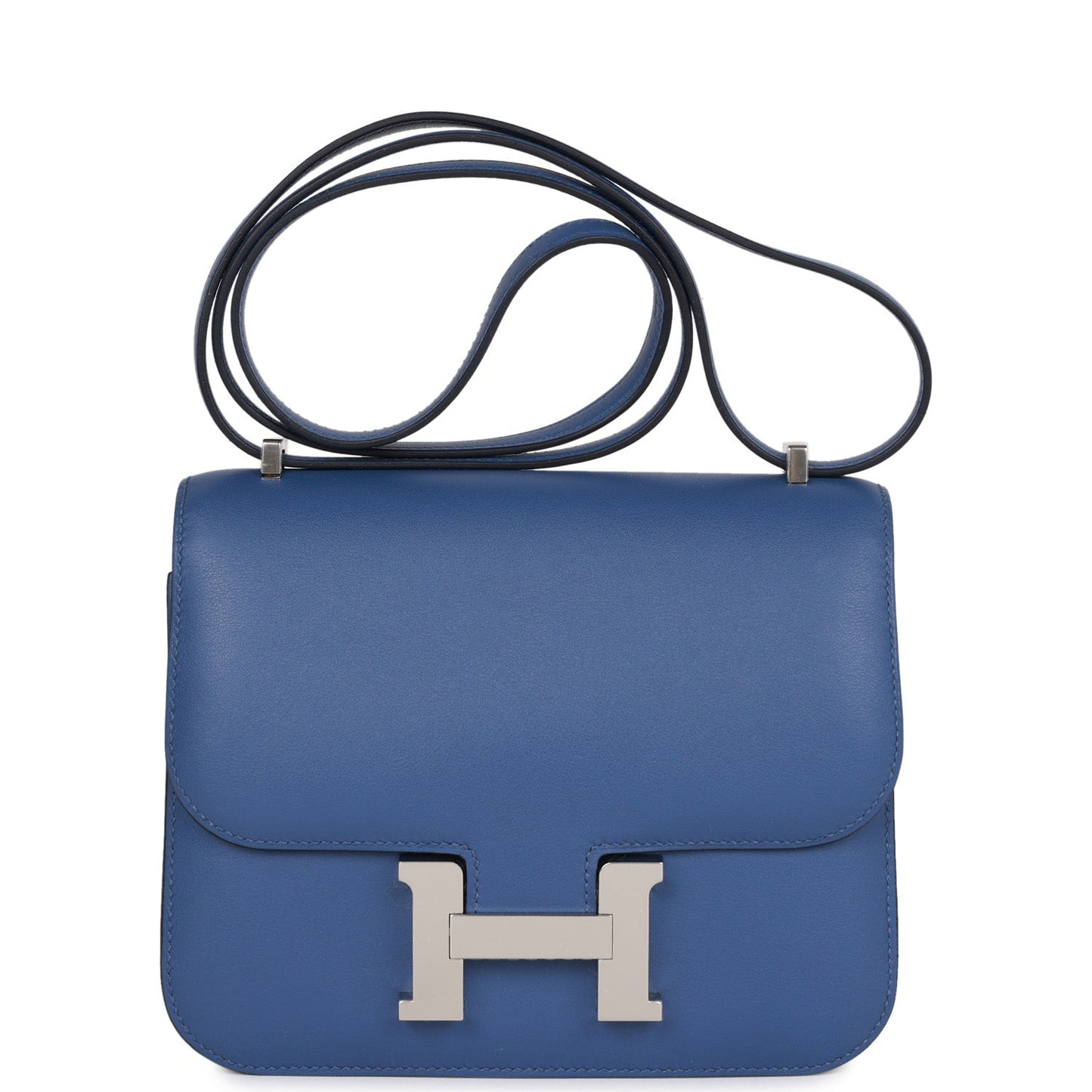 Luxury Hermes Constance 18 Bleu Brighton Verso Evercolor Palladium Hardware