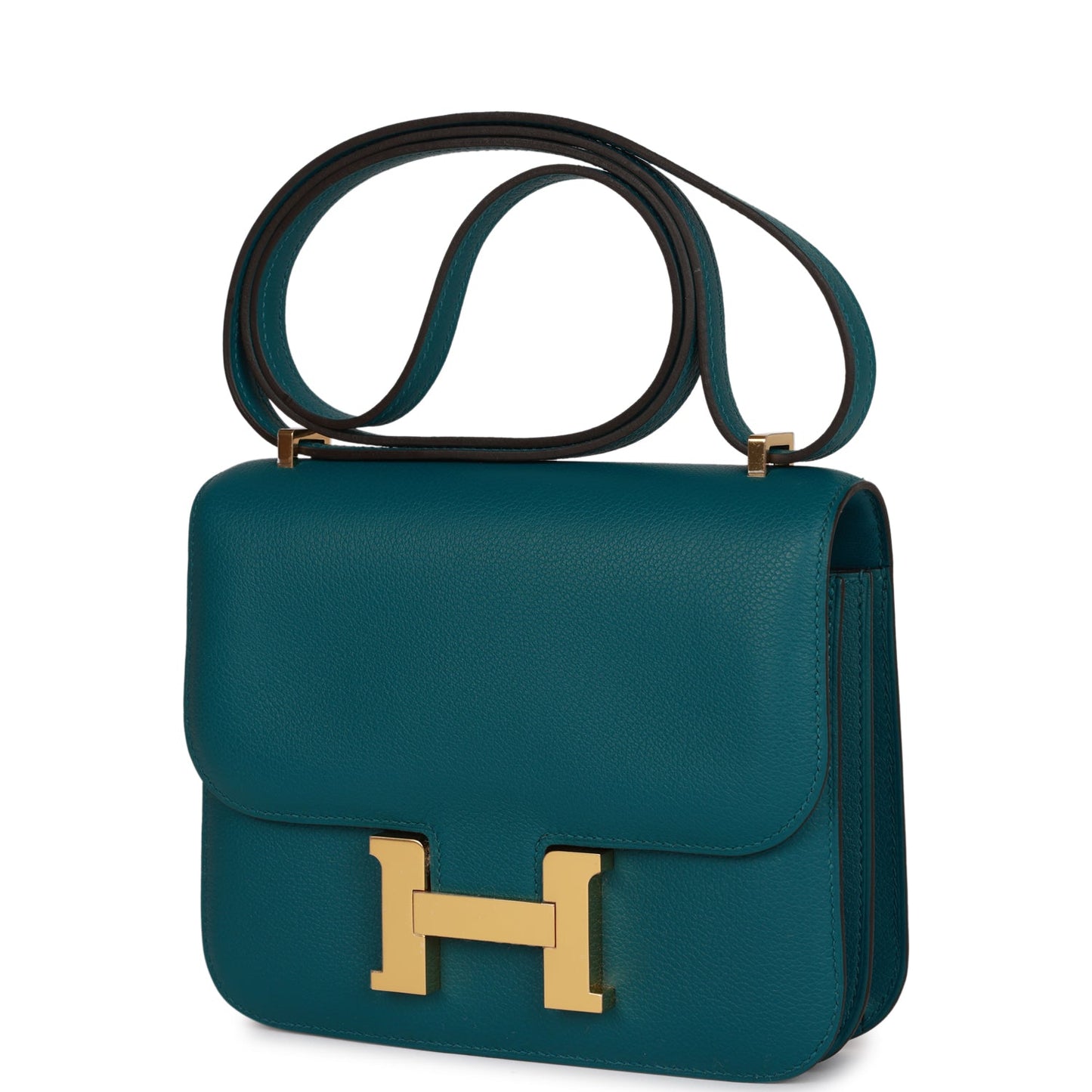 Luxury Hermes Constance 18 Vert Bosphore Evercolor Gold Hardware