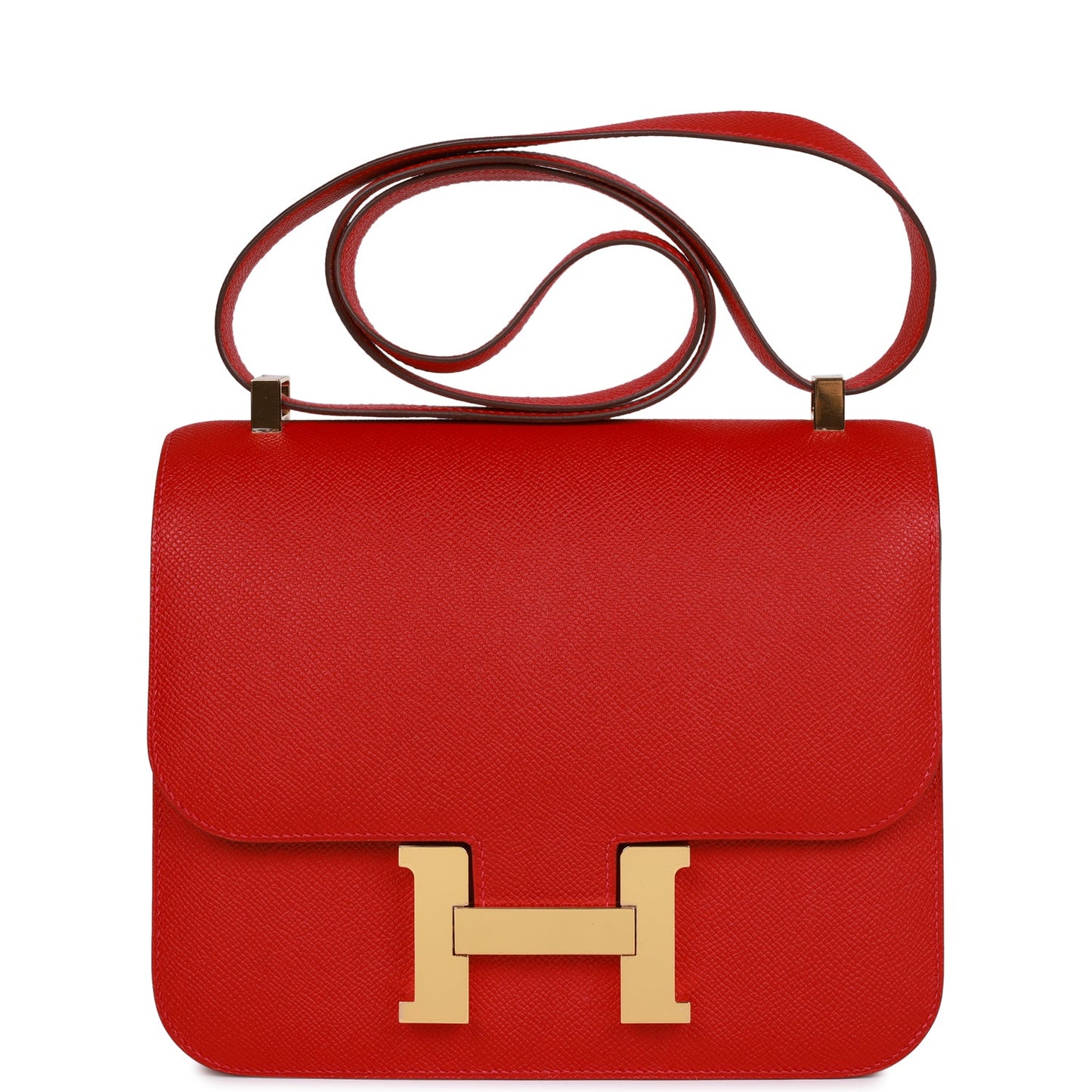 Luxury Hermes Constance 24 Rouge Casaque Epsom Gold Hardware