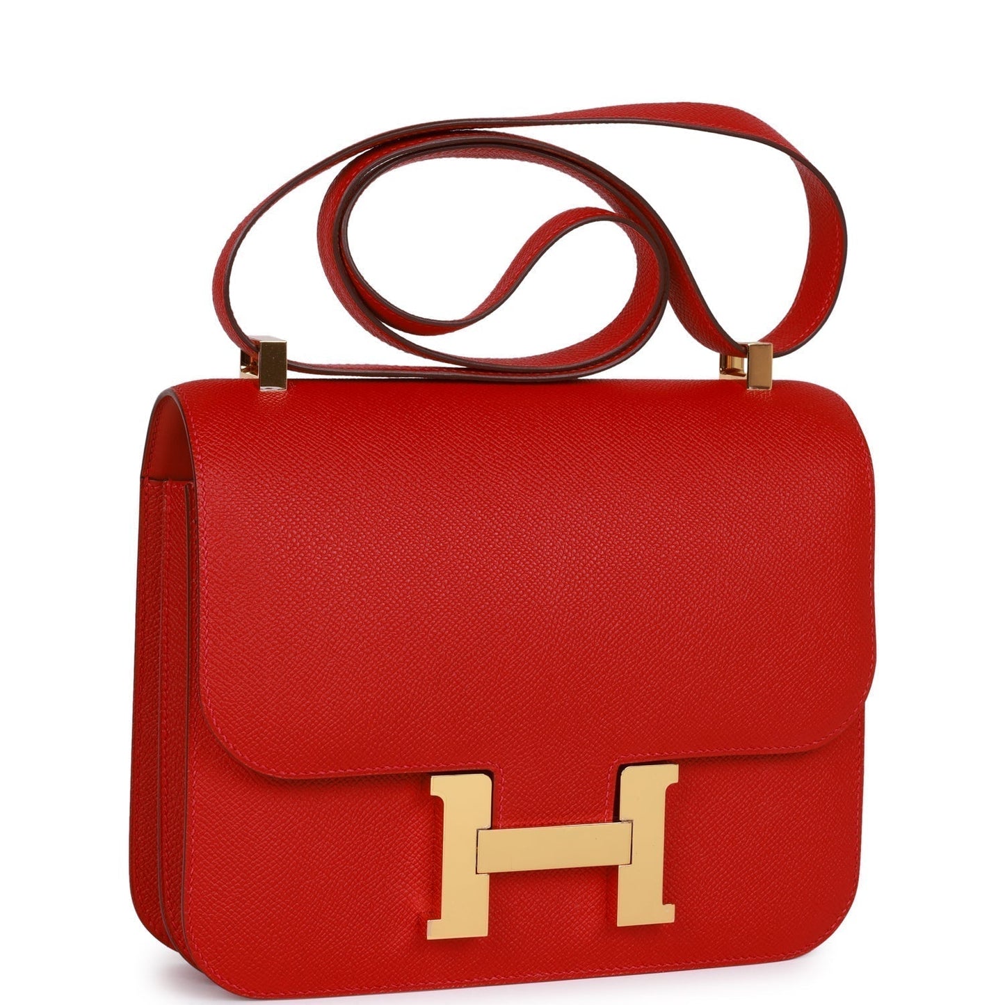Luxury Hermes Constance 24 Rouge Casaque Epsom Gold Hardware