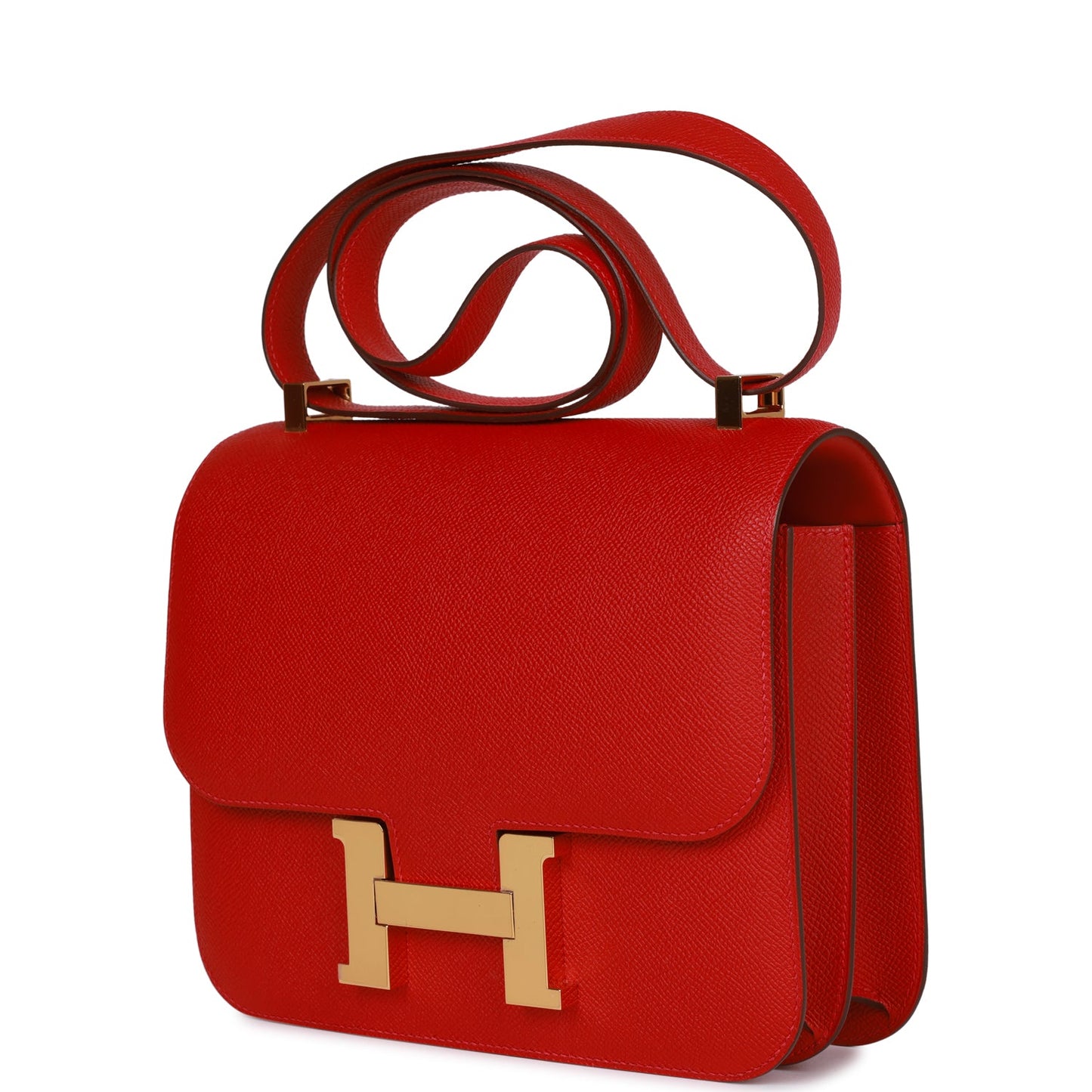 Luxury Hermes Constance 24 Rouge Casaque Epsom Gold Hardware