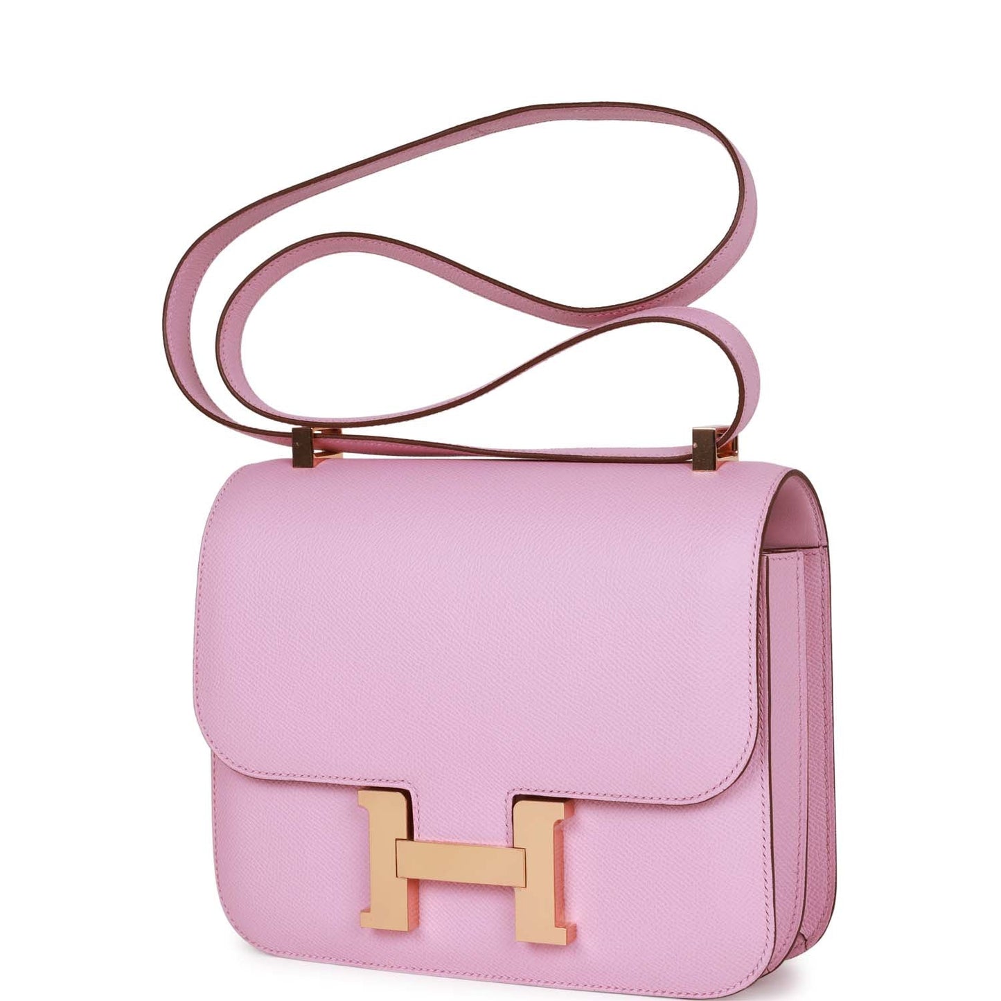 Luxury Hermes Constance 24 Mauve Sylvestre Epsom Rose Gold Hardware