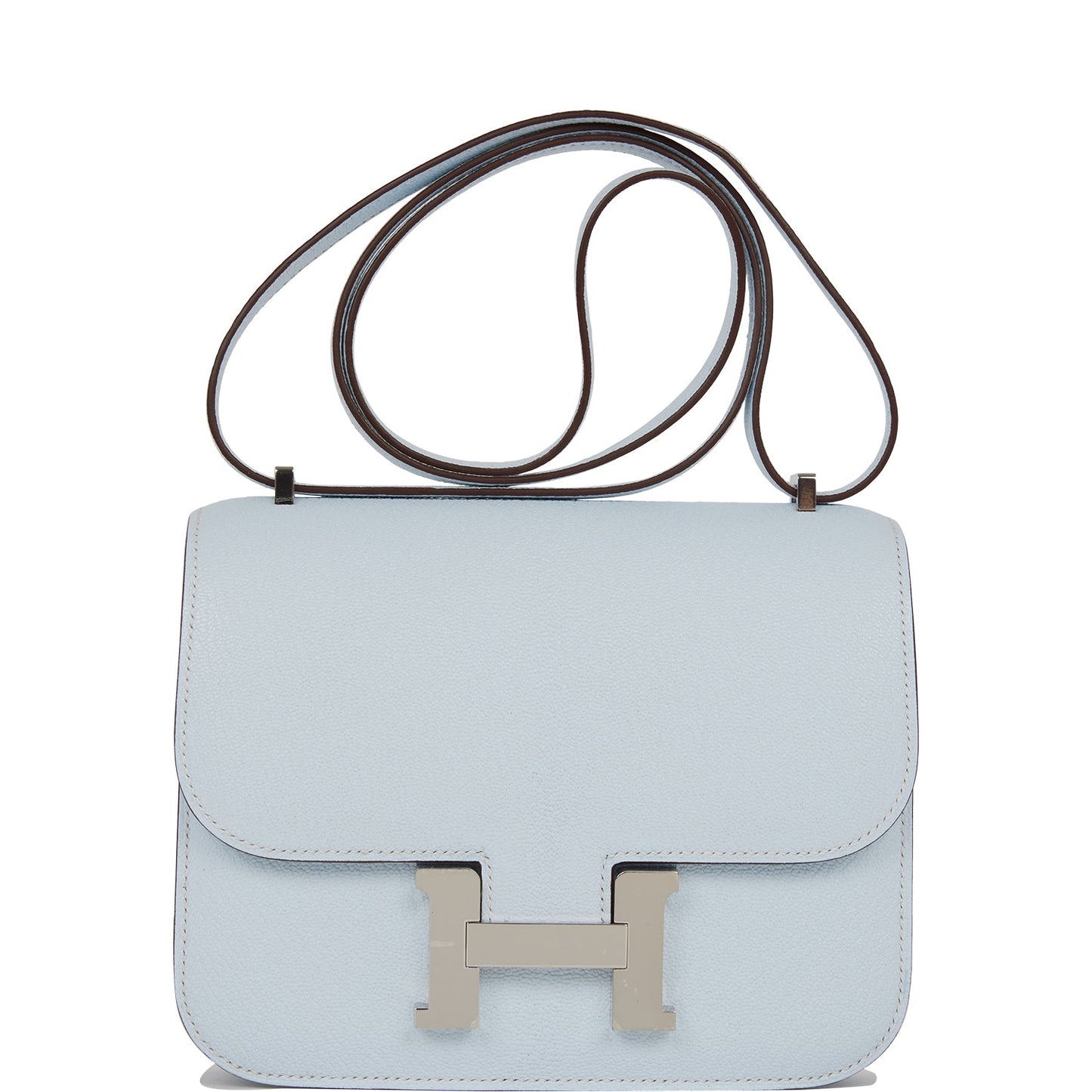 Luxury Hermes Constance 18 Bleu Brume Chevre Palladium Hardware