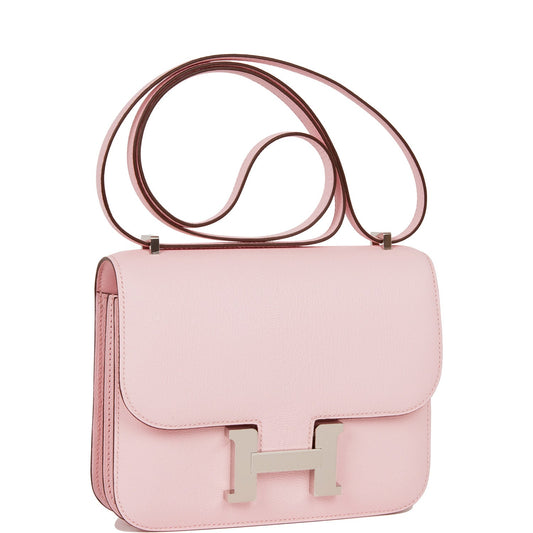 Luxury Hermes Constance 18 Rose Sakura Chevre Palladium Hardware