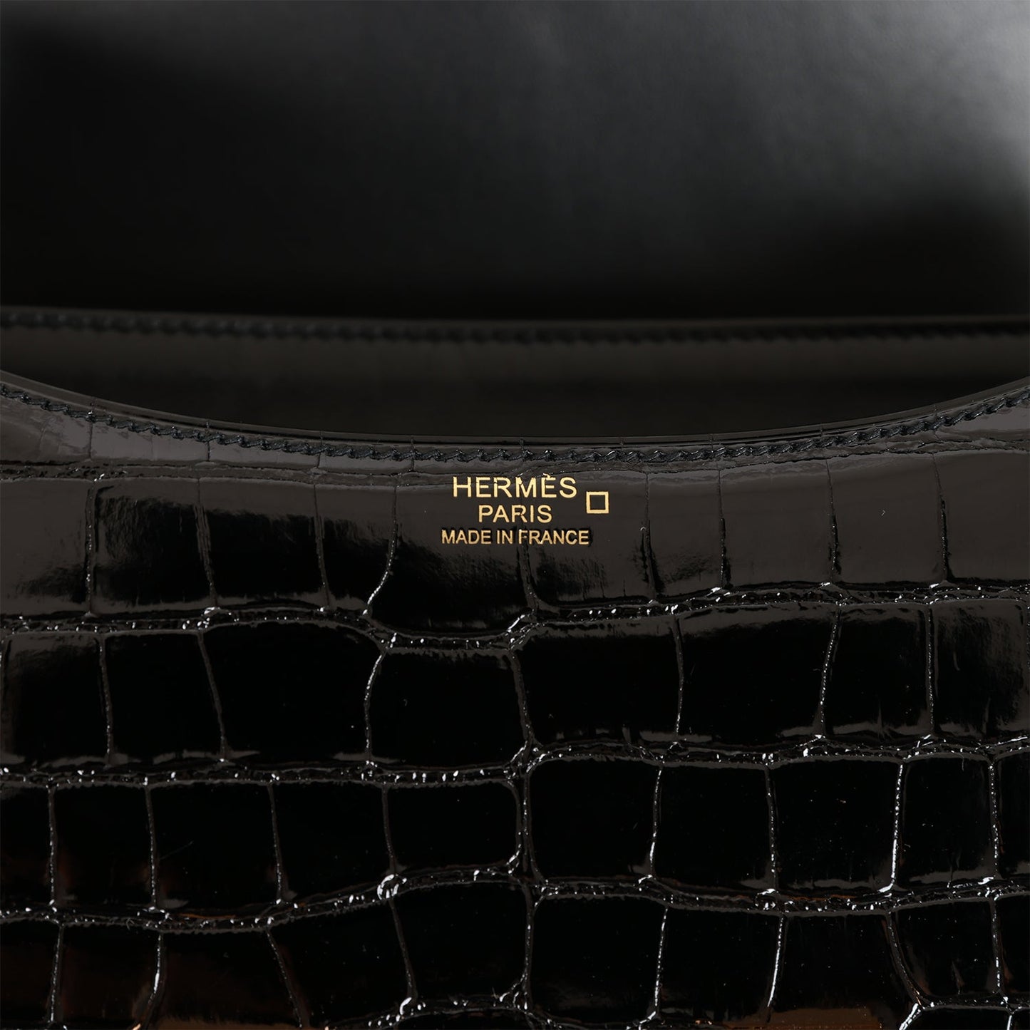 Luxury Hermes Constance 24 Black Shiny Alligator Rose Gold Hardware