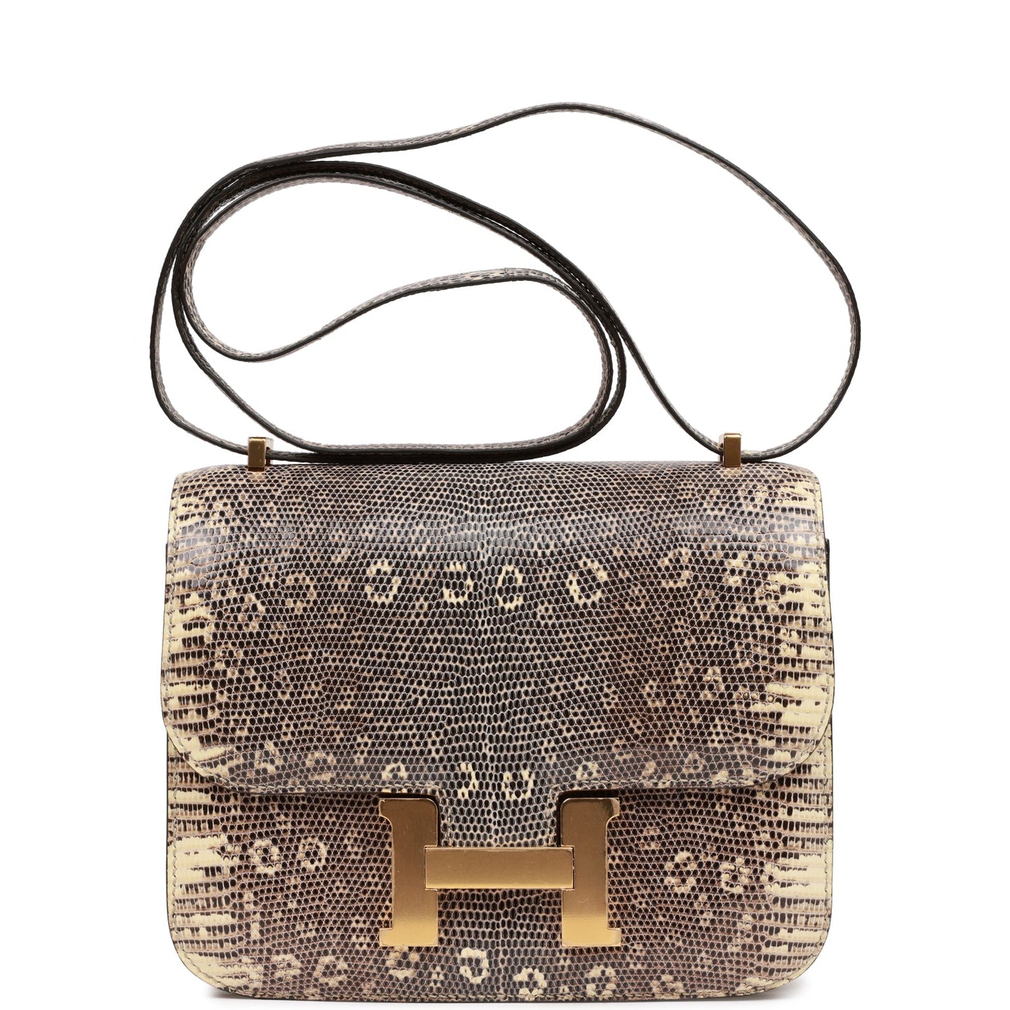 Luxury Hermes Mini Constance 18 Ombre Lizard Varanus Gold Hardware