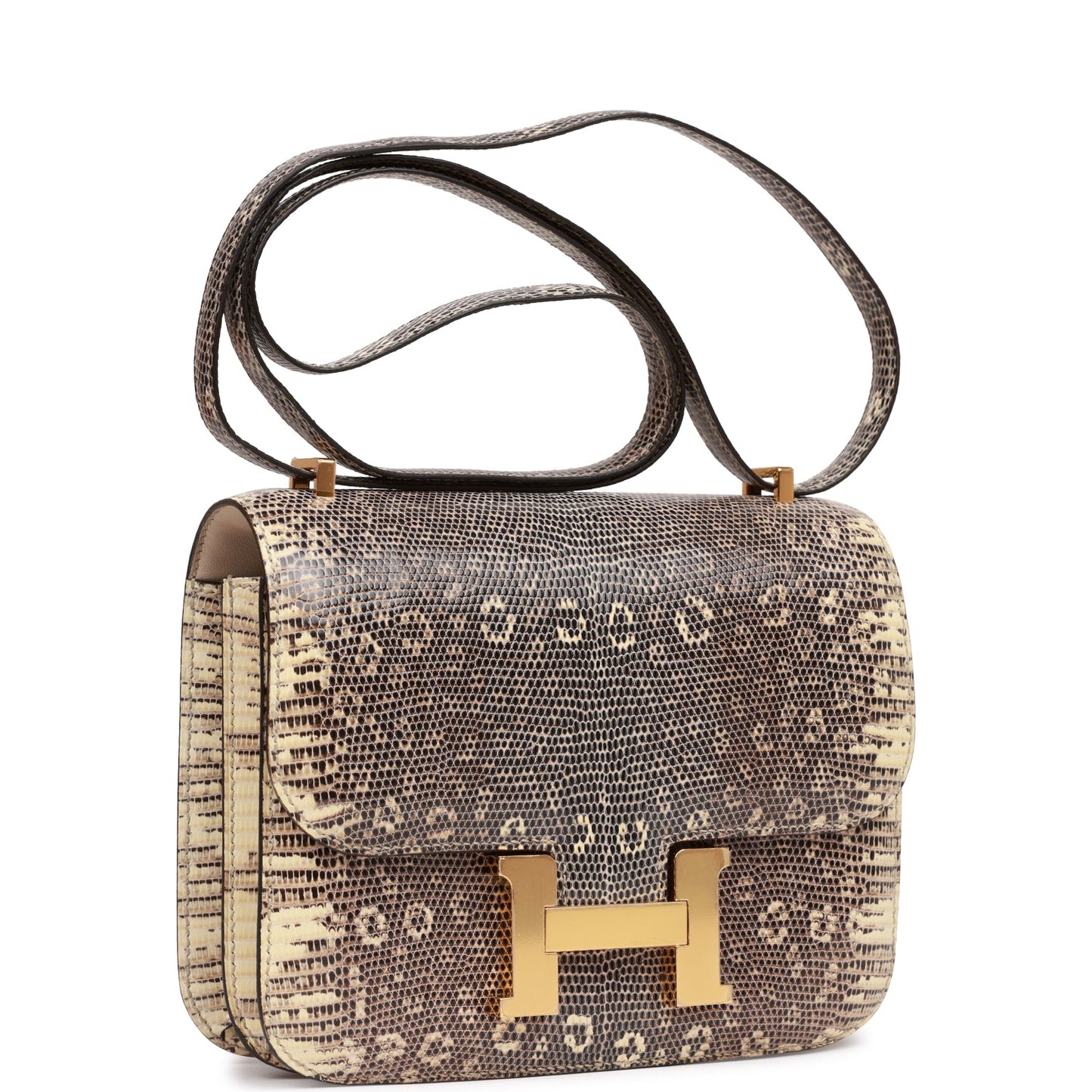 Luxury Hermes Mini Constance 18 Ombre Lizard Varanus Gold Hardware