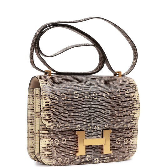 Luxury Hermes Mini Constance 18 Ombre Lizard Varanus Gold Hardware