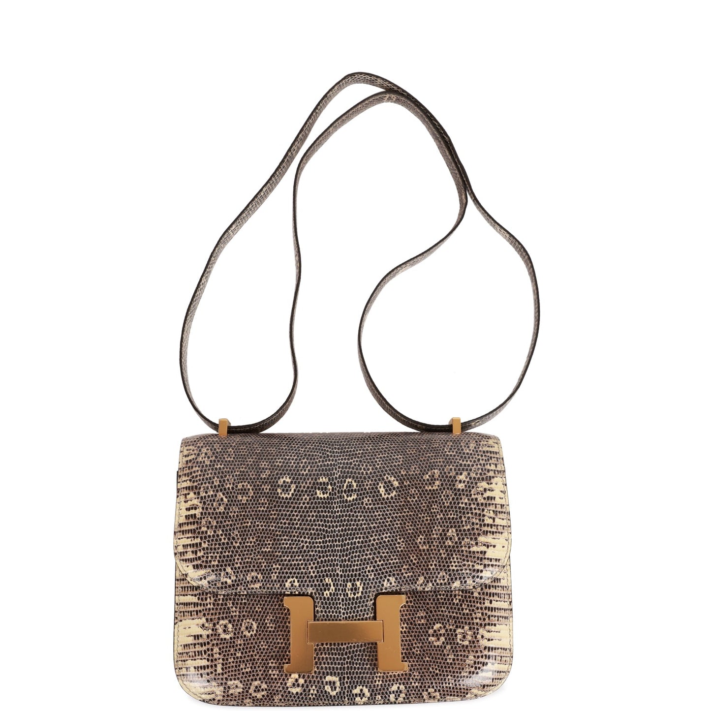 Luxury Hermes Mini Constance 18 Ombre Lizard Varanus Gold Hardware