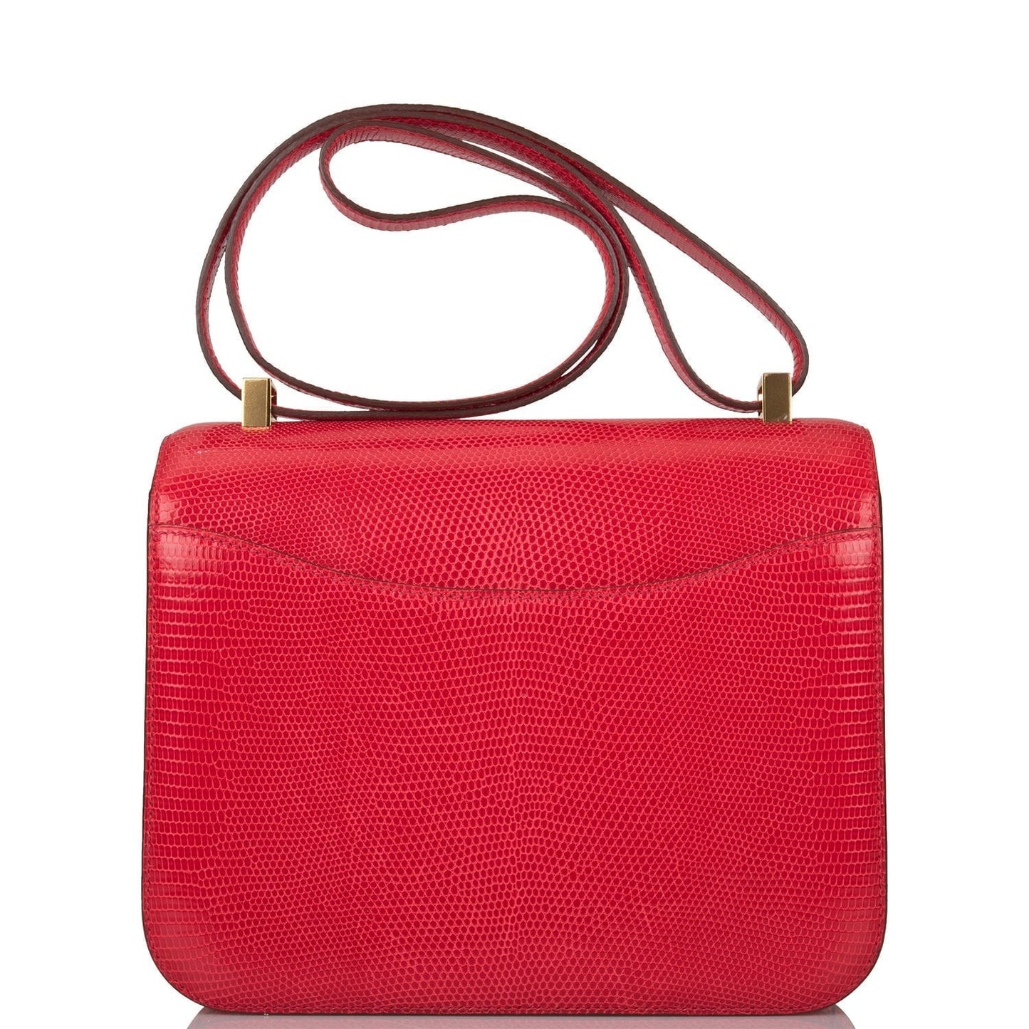 Luxury Hermes Constance 24 Rouge Exotique Lizard Niloticus Gold Hardware