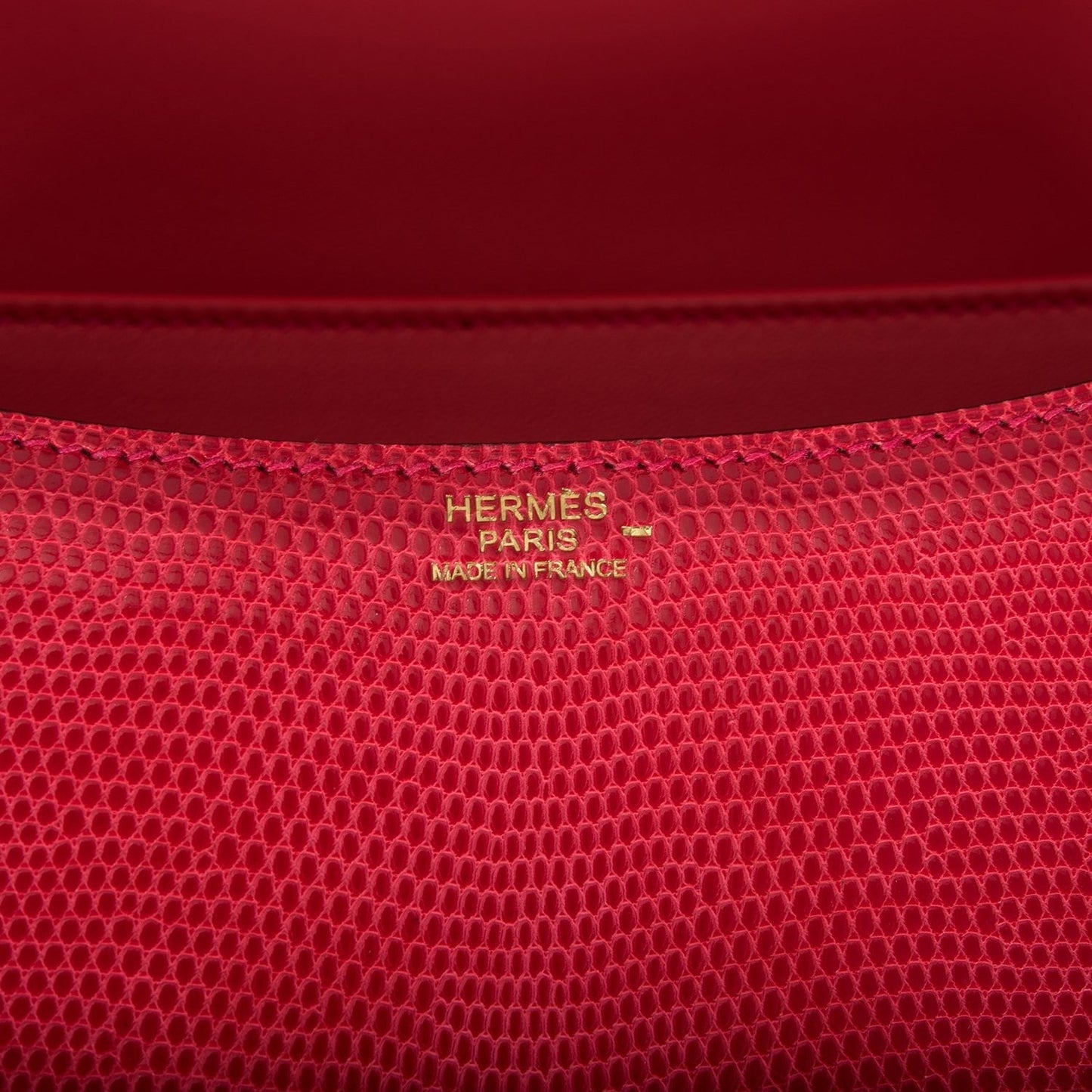 Luxury Hermes Constance 24 Rouge Exotique Lizard Niloticus Gold Hardware
