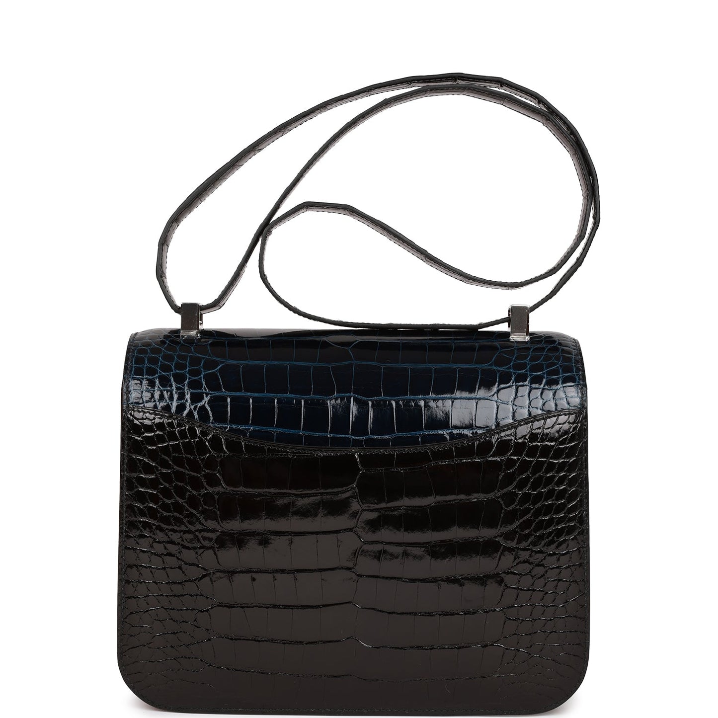 Luxury Hermes Constance 24 Tri-Color Black, Bleu Baltique and Vert Rousseau Shiny Alligator Palladium Hardware