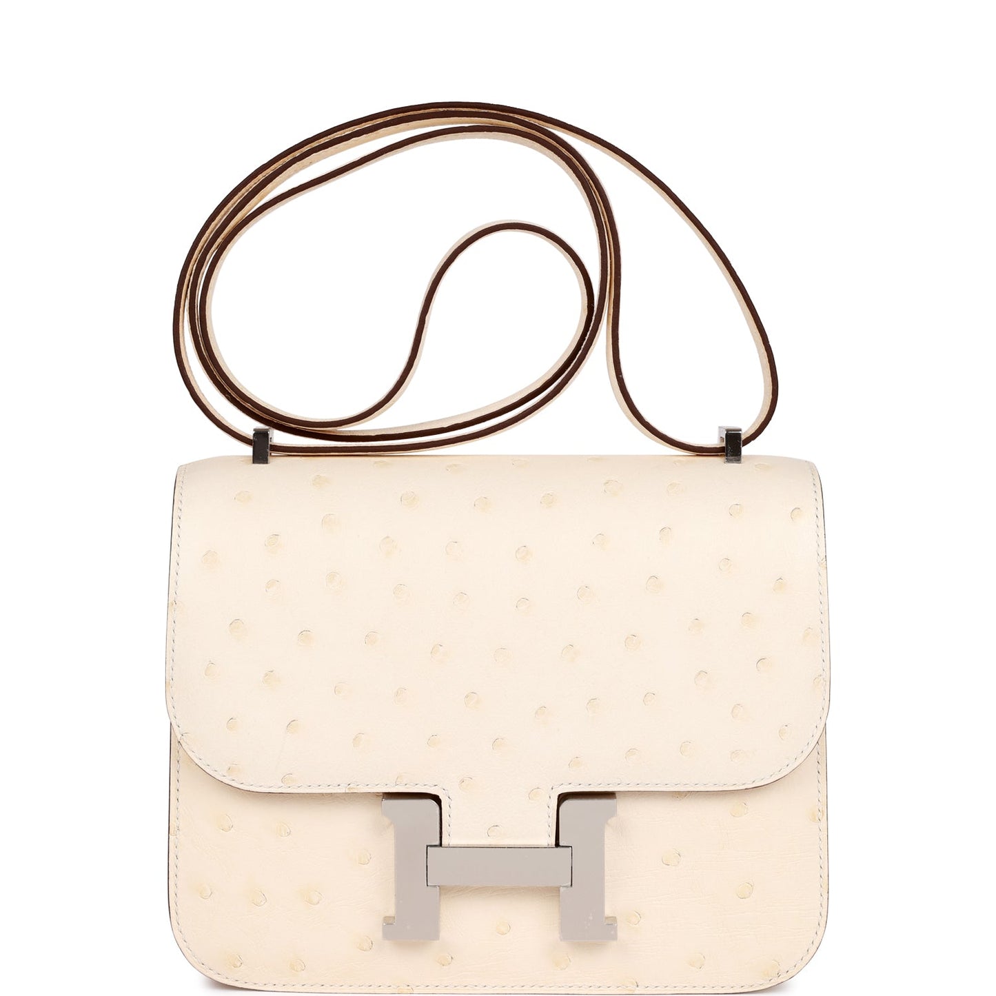 Luxury Hermes Constance 18 Nata Ostrich Palladium Hardware
